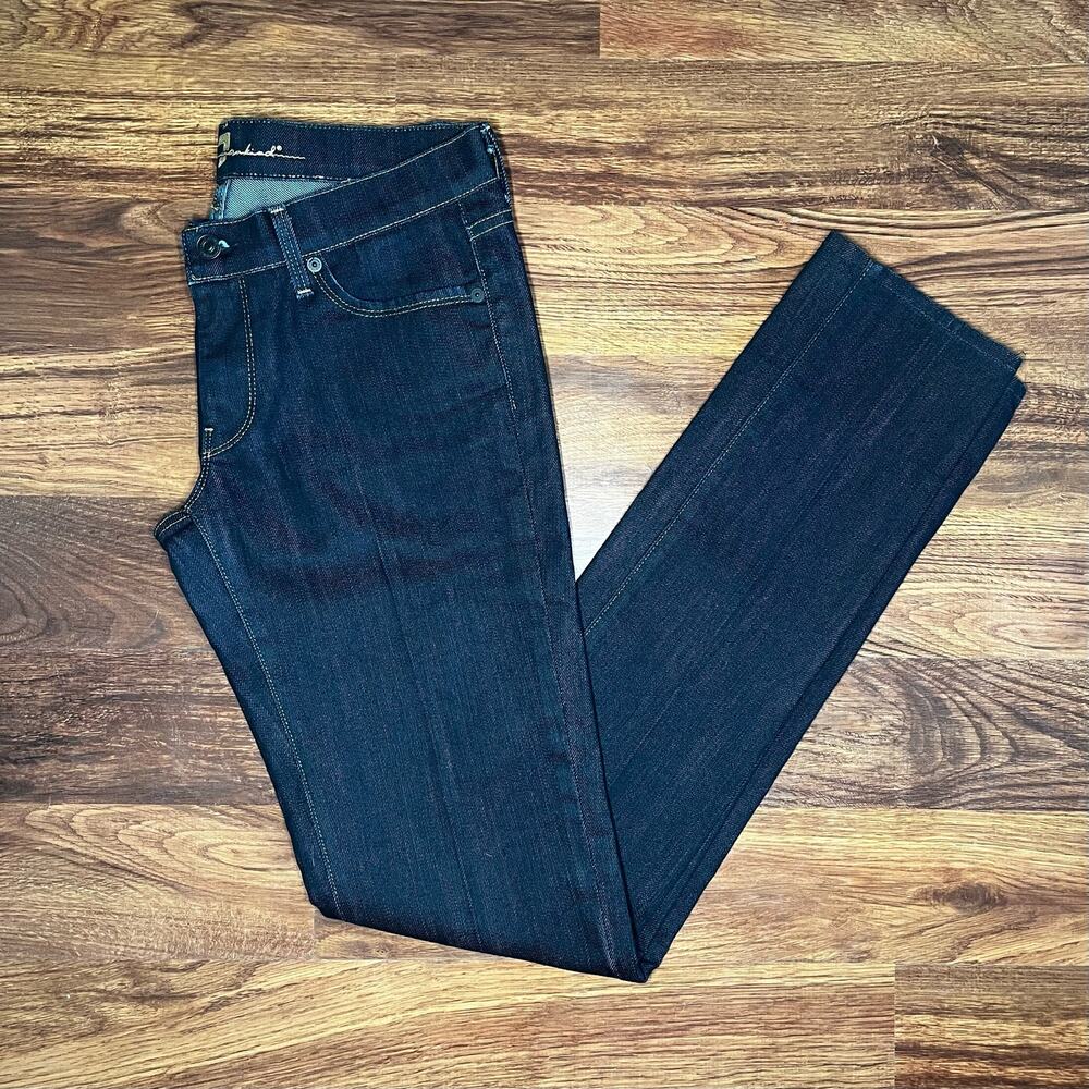 7 For All Mankind Jeans Gold Digger Low Rise Straight Leg Dark Wash Denim 28
